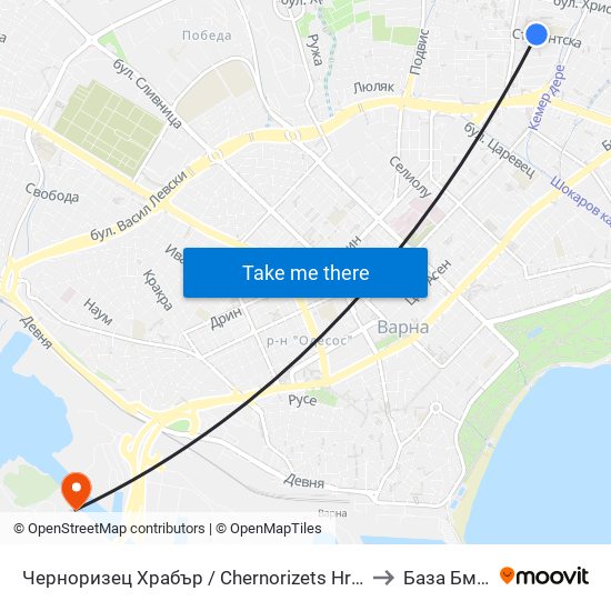 Черноризец Храбър / Chernorizets Hrabar to База Бмкц map