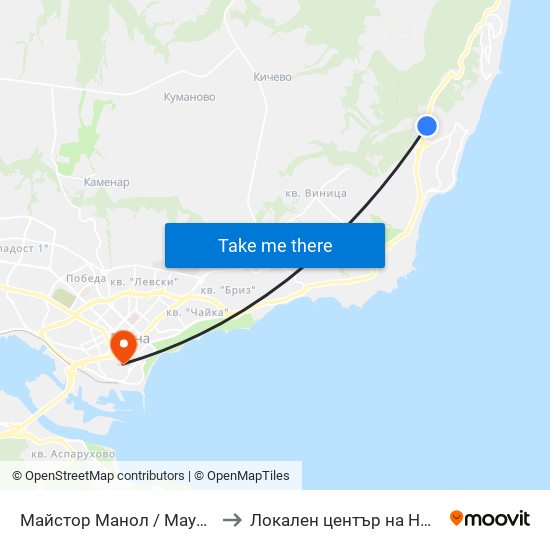 Майстор Манол / Maystor Manol to Локален център на НБУ - Варна map