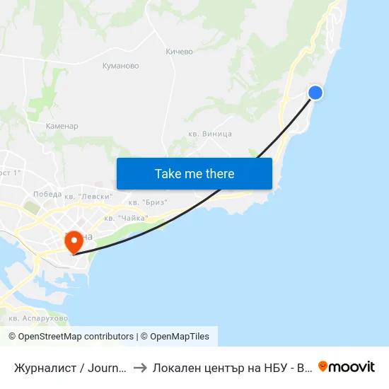 Журналист / Journalist to Локален център на НБУ - Варна map