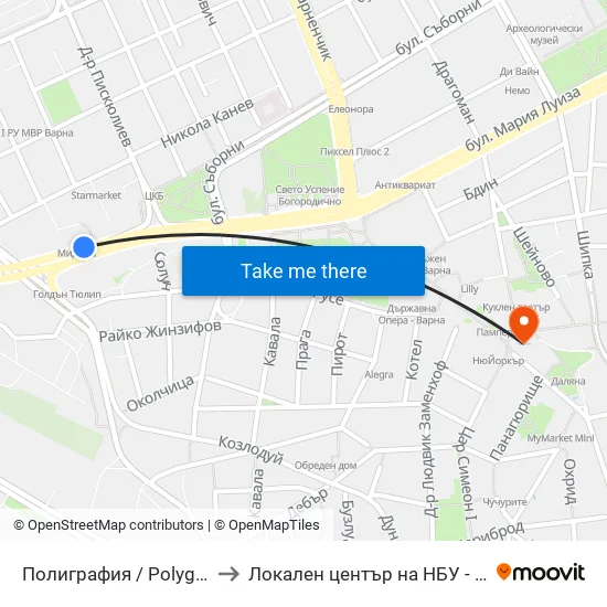 Полиграфия / Polygraphy to Локален център на НБУ - Варна map