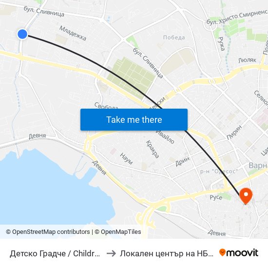 Детско Градче / Children's Town to Локален център на НБУ - Варна map