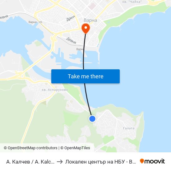 А. Калчев / A. Kalchev to Локален център на НБУ - Варна map