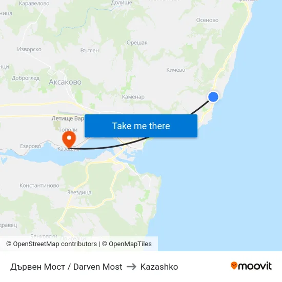 Дървен Мост / Darven Most to Kazashko map