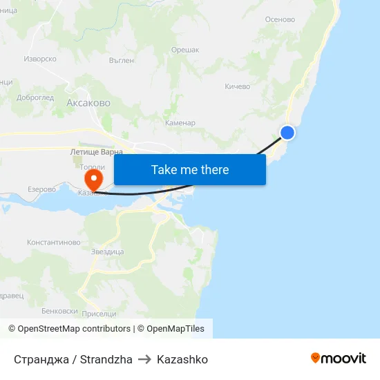 Странджа / Strandzha to Kazashko map