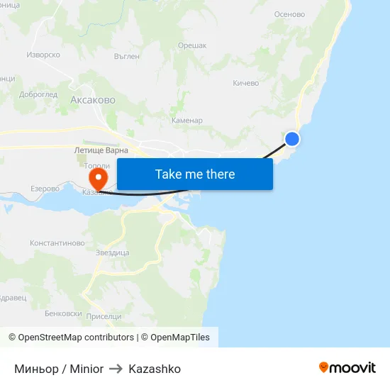 Миньор / Minior to Kazashko map