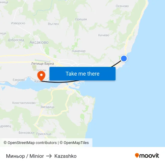 Миньор / Minior to Kazashko map