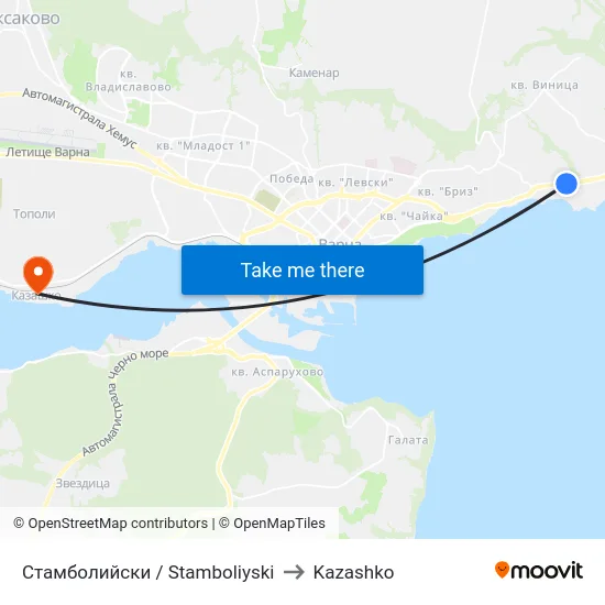 Стамболийски / Stamboliyski to Kazashko map