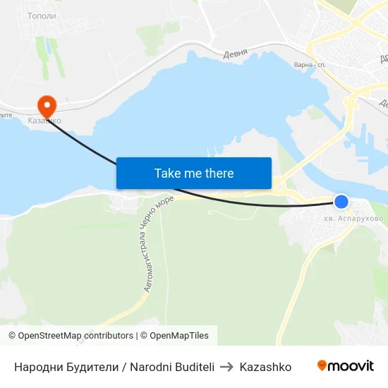 Народни Будители / Narodni Buditeli to Kazashko map