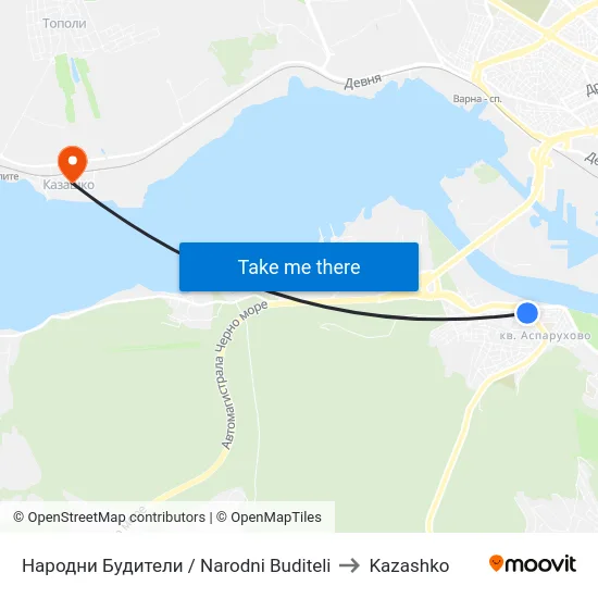 Народни Будители / Narodni Buditeli to Kazashko map