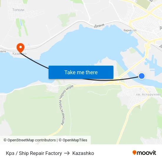 Крз / Ship Repair Factory to Kazashko map