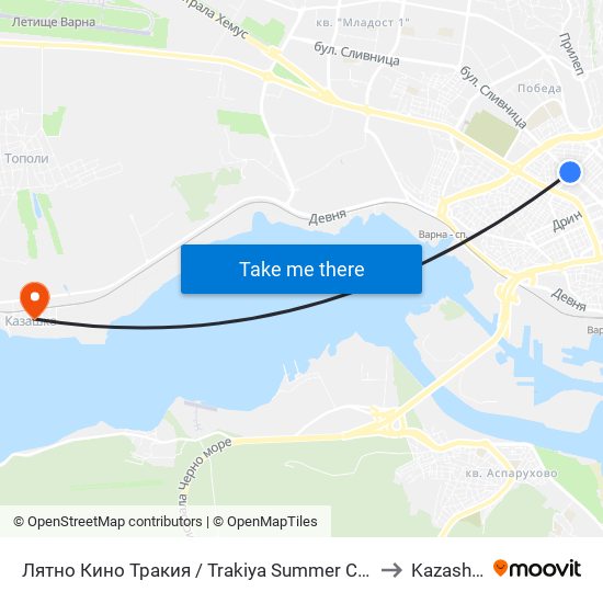 Лятно Кино Тракия / Trakiya Summer Cinema to Kazashko map