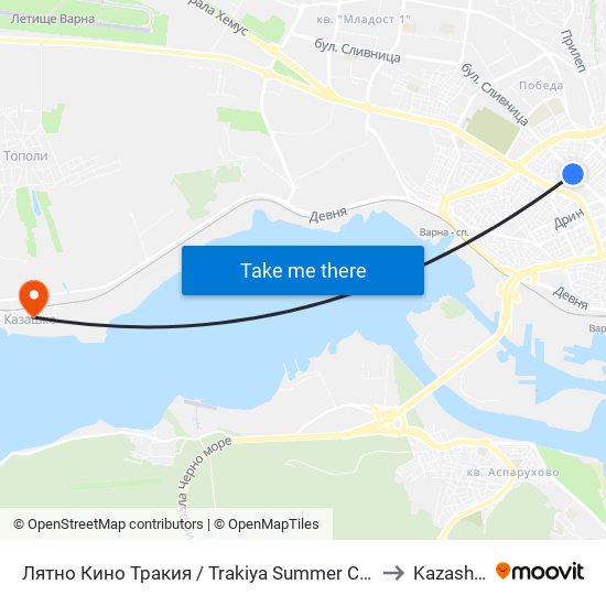 Лятно Кино Тракия / Trakiya Summer Cinema to Kazashko map