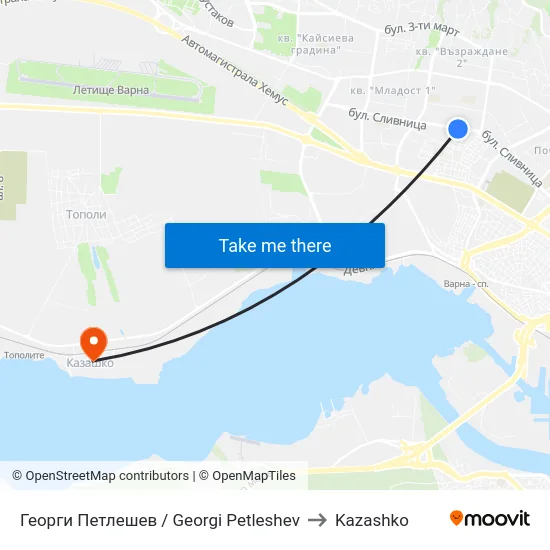 Георги Петлешев / Georgi Petleshev to Kazashko map