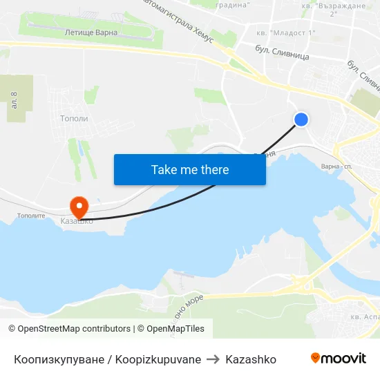 Коопизкупуване / Koopizkupuvane to Kazashko map