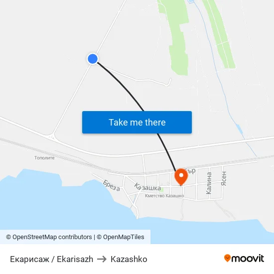 Екарисаж / Ekarisazh to Kazashko map