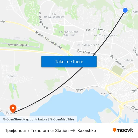 Трафопост / Transformer Station to Kazashko map