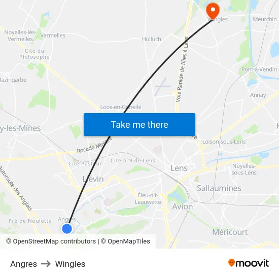 Angres to Wingles map