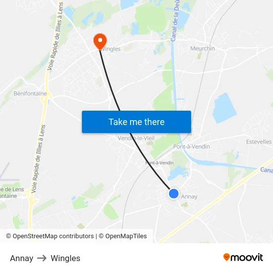 Annay to Wingles map