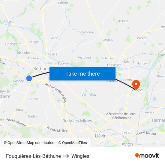 Fouquières-Lès-Béthune to Wingles map