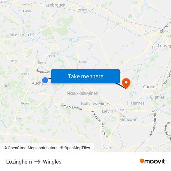 Lozinghem to Wingles map