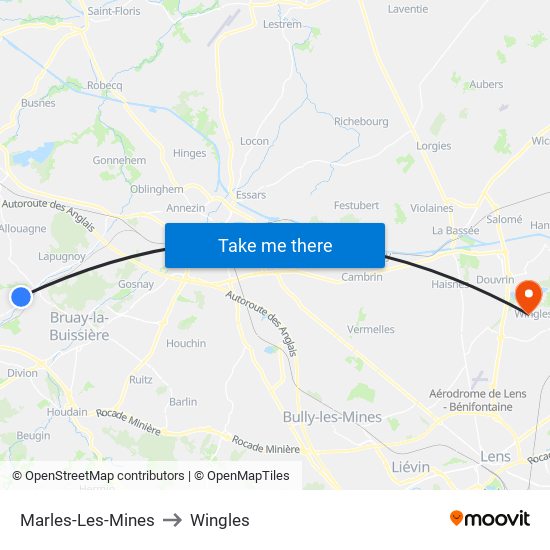 Marles-Les-Mines to Wingles map