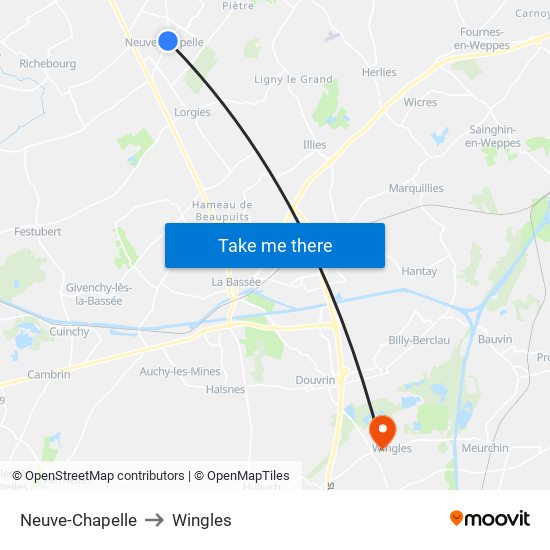 Neuve-Chapelle to Wingles map