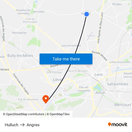 Hulluch to Angres map