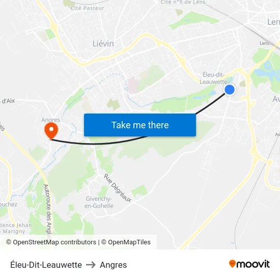 Éleu-Dit-Leauwette to Angres map