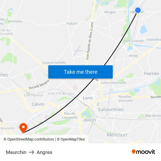 Meurchin to Angres map