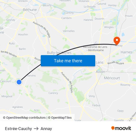 Estrée-Cauchy to Annay map