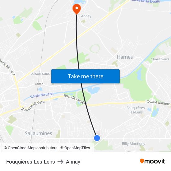Fouquières-Lès-Lens to Annay map