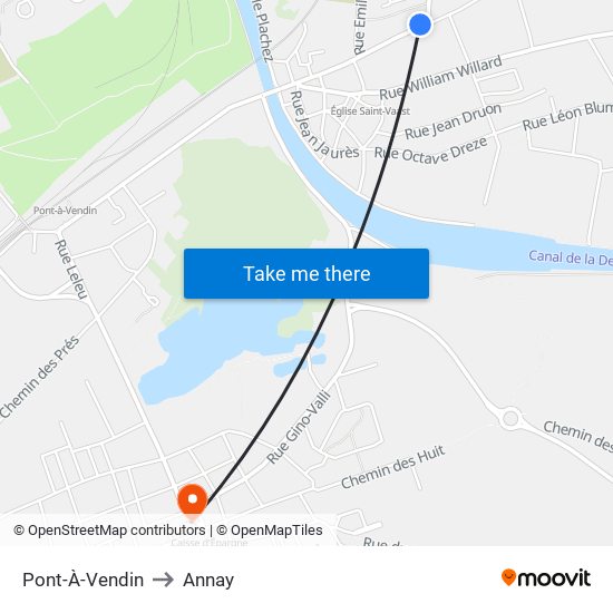 Pont-À-Vendin to Annay map