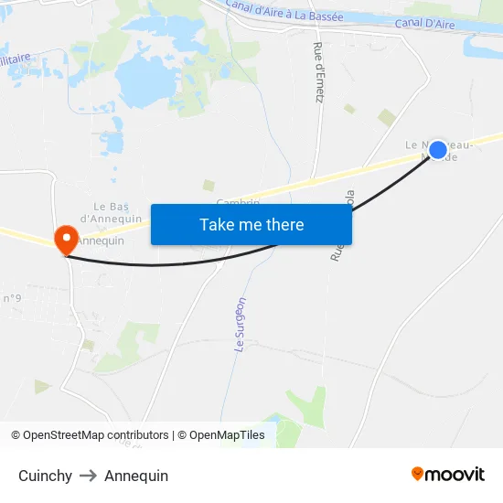 Cuinchy to Annequin map