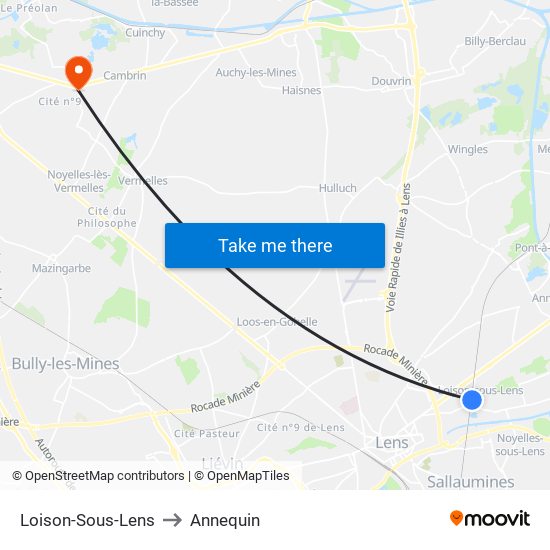 Loison-Sous-Lens to Annequin map