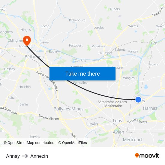 Annay to Annezin map