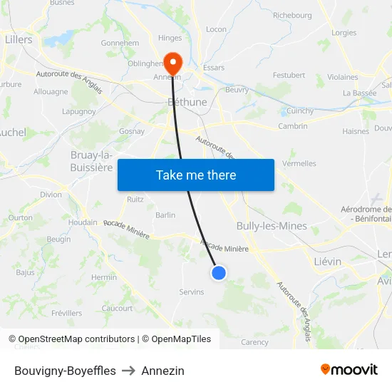 Bouvigny-Boyeffles to Annezin map