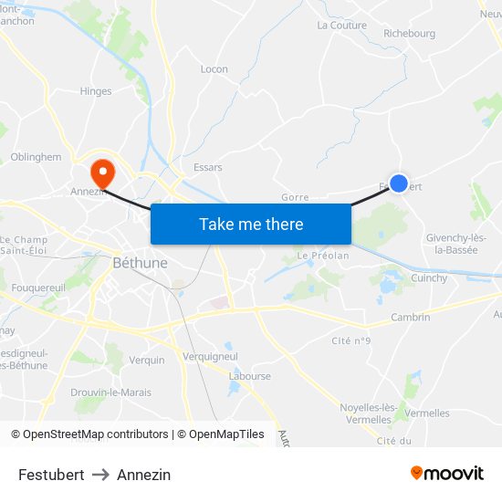 Festubert to Annezin map
