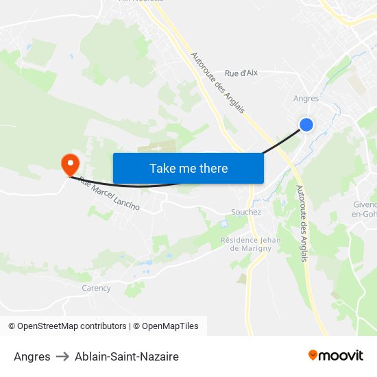 Angres to Ablain-Saint-Nazaire map