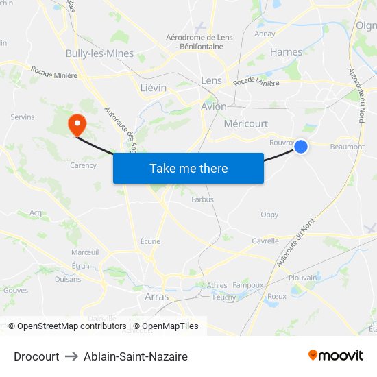 Drocourt to Ablain-Saint-Nazaire map