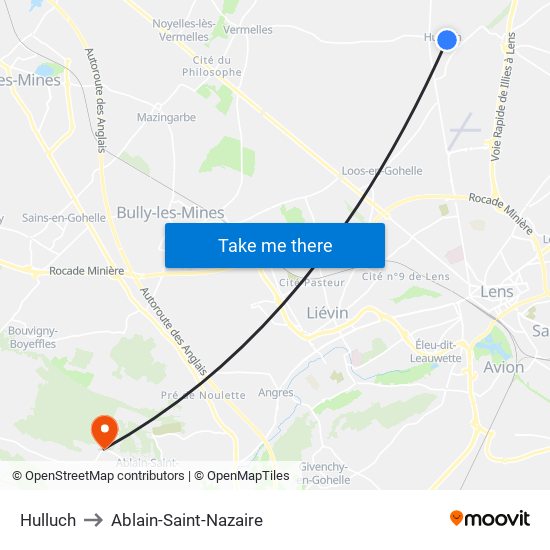 Hulluch to Ablain-Saint-Nazaire map