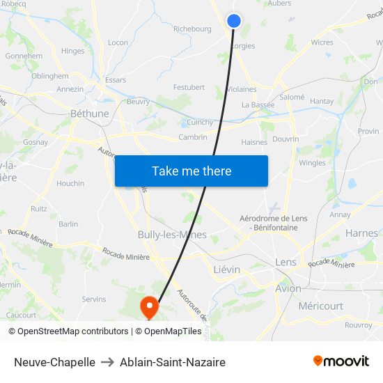 Neuve-Chapelle to Ablain-Saint-Nazaire map