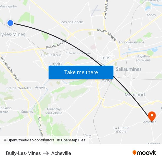 Bully-Les-Mines to Acheville map