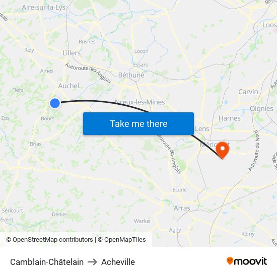 Camblain-Châtelain to Acheville map