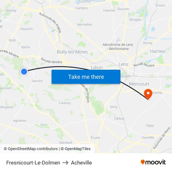 Fresnicourt-Le-Dolmen to Acheville map