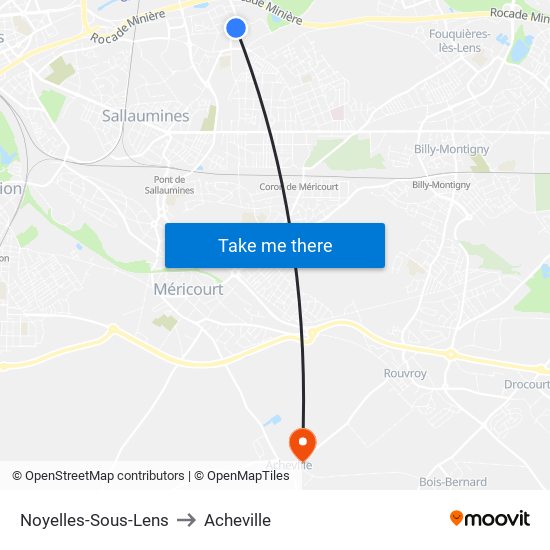 Noyelles-Sous-Lens to Acheville map