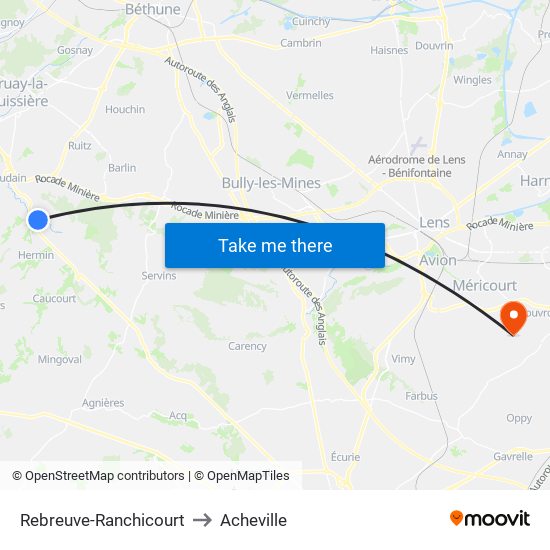 Rebreuve-Ranchicourt to Acheville map