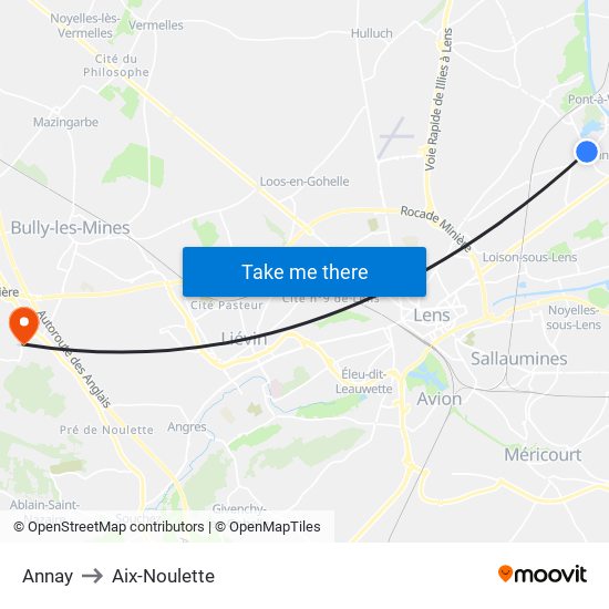 Annay to Aix-Noulette map