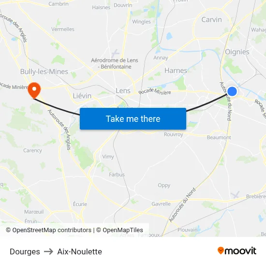 Dourges to Aix-Noulette map