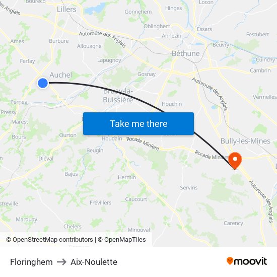 Floringhem to Aix-Noulette map