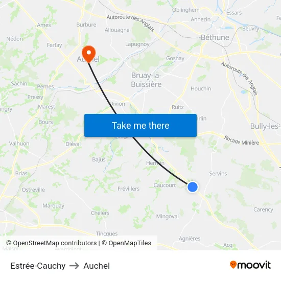 Estrée-Cauchy to Auchel map